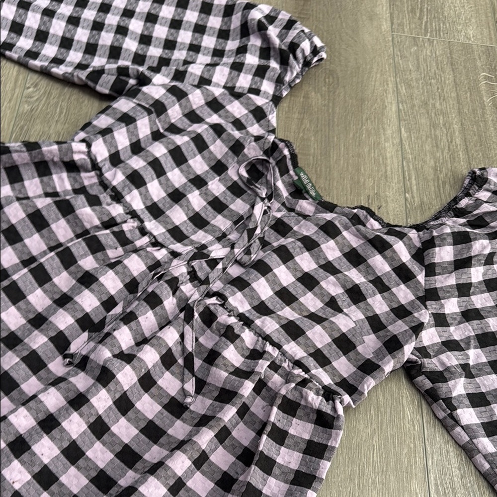 Wild Fable Purple and Black Bishop Sleeve Mini Sundress